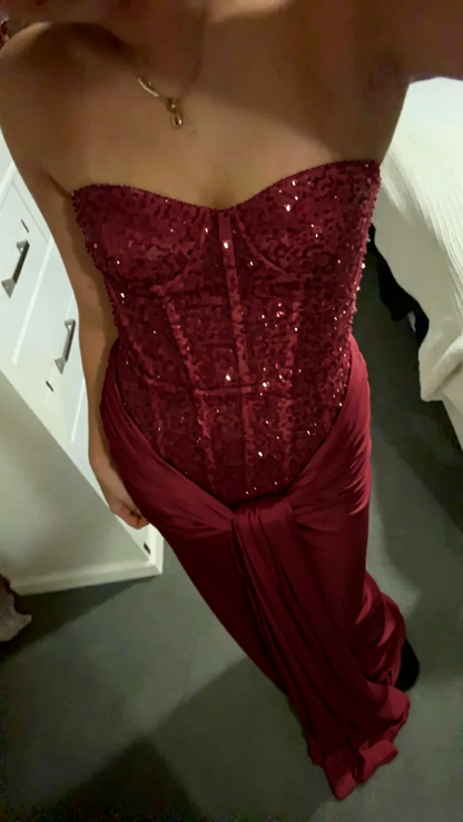 New Arrive Elegant Sweetheart Pink Sequin Long Party Dress Prom Dresses Mermaid Bodycon For Women N4072