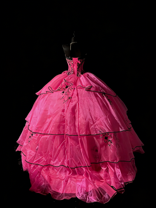 Ball Gown Sweetheart Hot Pink Sleeveless With Beadings Women's Long Quinceanera Dresses Sweet 16 Quince Dress N1185