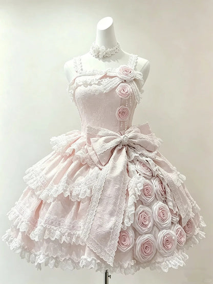 Elegant Ball Gown Square Sage Pink With 3D Flowers Short Cocktail Lolita Homecoming Dresses Ideas Hoco Outfits RB4808