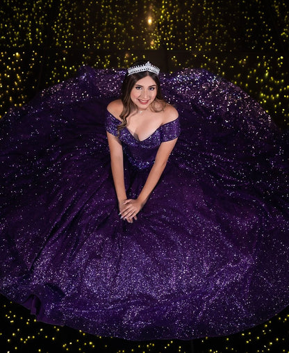 Robe de bal chic à épaules dénudées, sequins raisin, longue, élégante, idéale pour les soirées et les fêtes, pour adolescentes et jeunes filles (AB2158).