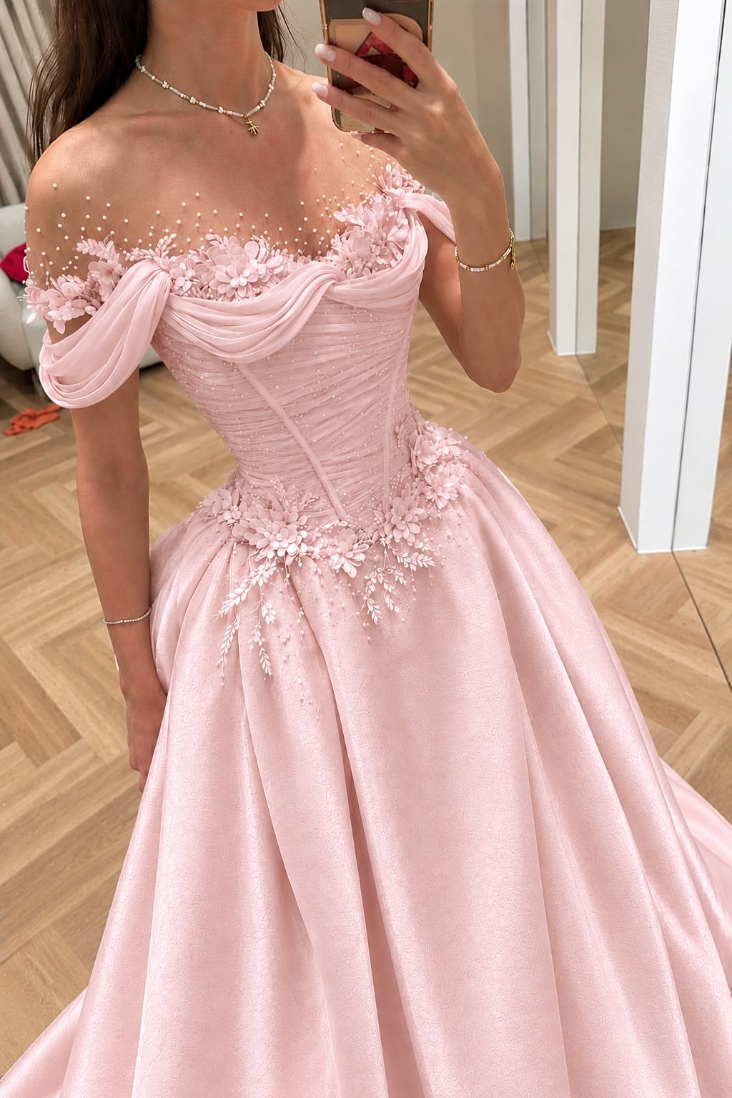 Pretty Mermaid Beaded Long Prom Dresses Off The Shoulder with Beading RC1299