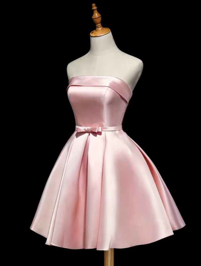Cute Ball Gown Strapless Pink Mini University Ideas Homecoming Dress Inspo Short 16th Birthday Dresses Senior Graduation Outfits RB7173