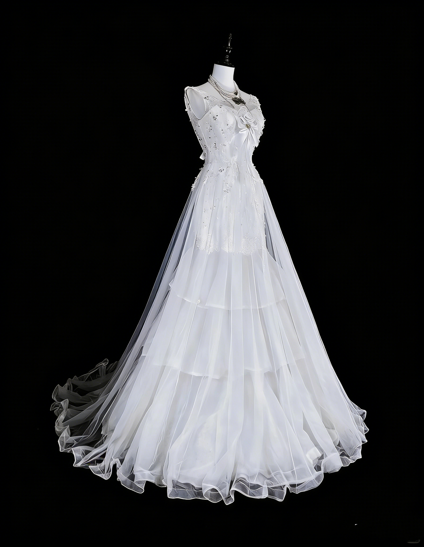 Vintage Prom Dresses Aesthetic 1950s Retro Mermaid White Tulle Lace Long Party Dress N2367