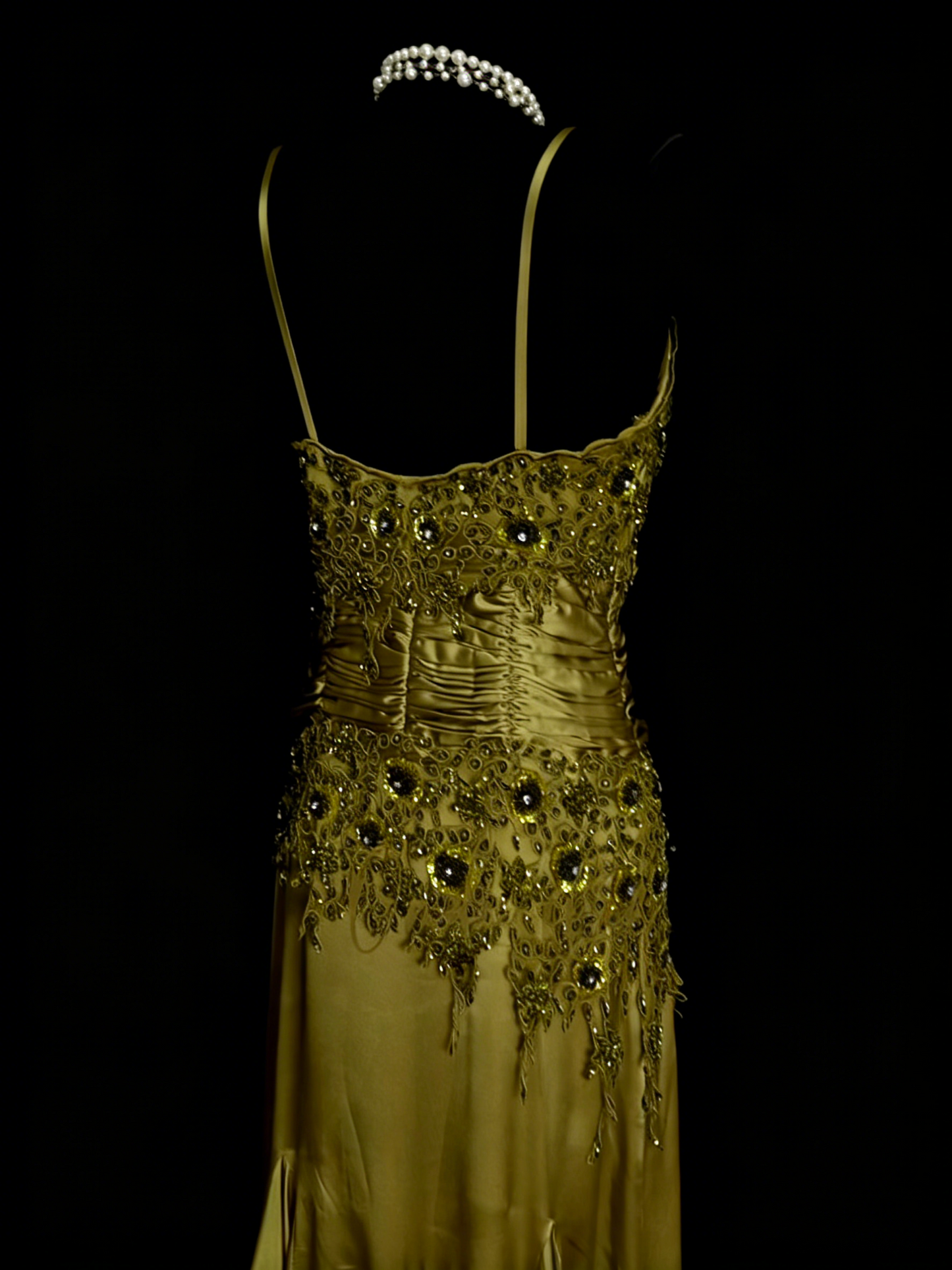 Elegantes Meerjungfrauen-Abendkleid mit Spaghettiträgern in Olivgrün, langes formelles Kleid für die Oberstufe (N1244)