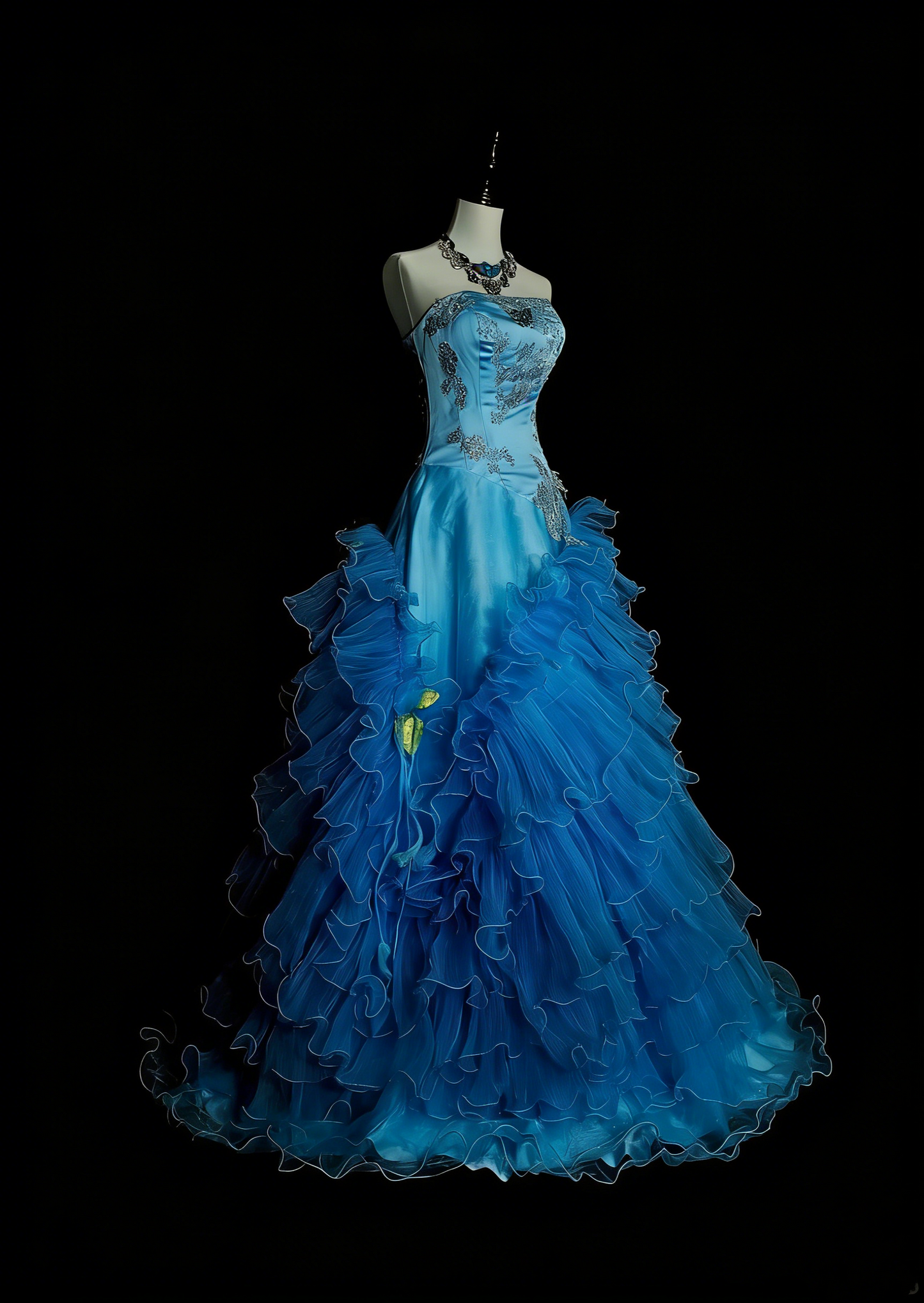 Robe de bal sirène vintage bleue sans bretelles avec perles, sans manches, années 80, longue robe de soirée formelle N1483