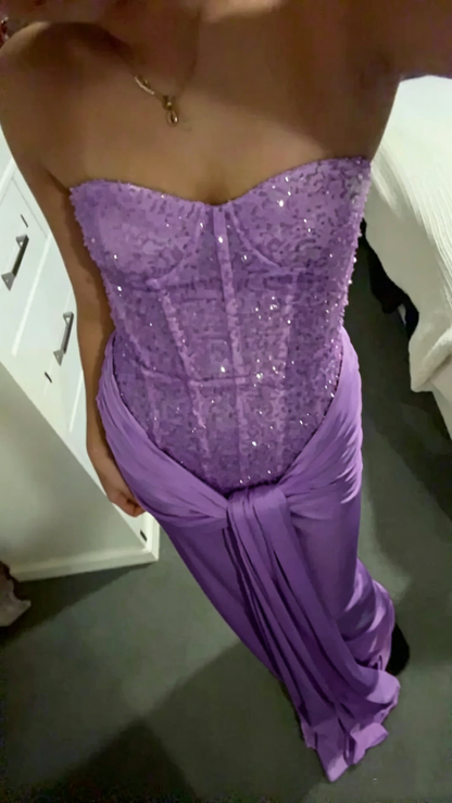 New Arrive Elegant Sweetheart Pink Sequin Long Party Dress Prom Dresses Mermaid Bodycon For Women N4072