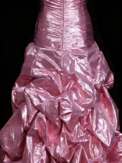 Robe de bal longue rose sirène vintage sans manches, style années 80, référence N1443