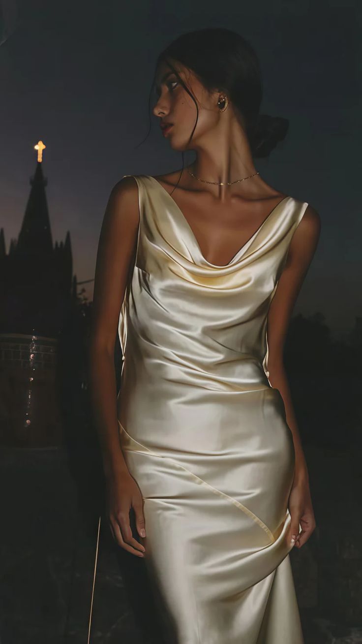 Robe de bal longue en satin dos nu, col bénitier, AB1916
