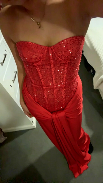 New Arrive Elegant Sweetheart Pink Sequin Long Party Dress Prom Dresses Mermaid Bodycon For Women N4072