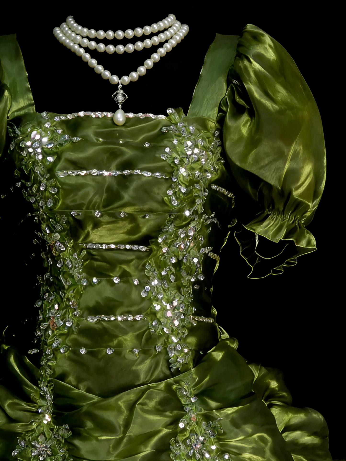 Robe de bal Rétro Vintage Années 60, Col Carré, Vert Olive, Longue Robe de Soirée N2134