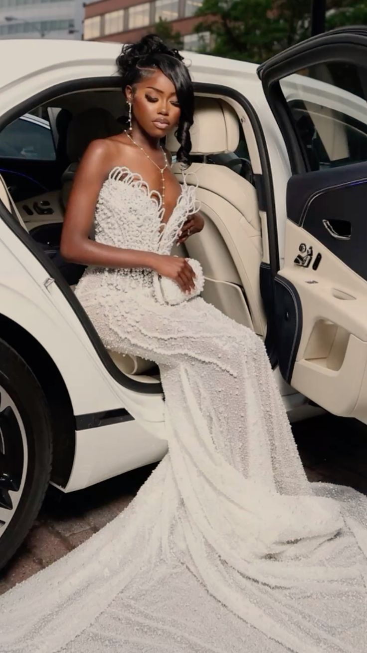 Ideen für Abschlussballkleider: Funkelndes Meerjungfrauen-Kleid mit Herzausschnitt, weißes elegantes Partykleid, Kleid für die 8. Klasse RC0894