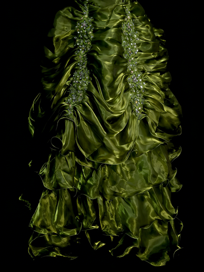 Robe de bal Rétro Vintage Années 60, Col Carré, Vert Olive, Longue Robe de Soirée N2134