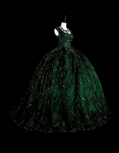 Robe de Bal Modeste Col Carré Vert Foncé Robes de Bal Longues pour Femmes Robe de Soirée Formelle N2368