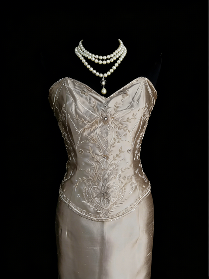 Robe de bal de fin d'année élégante, sirène, décolleté cœur, sans manches, en satin, N1252