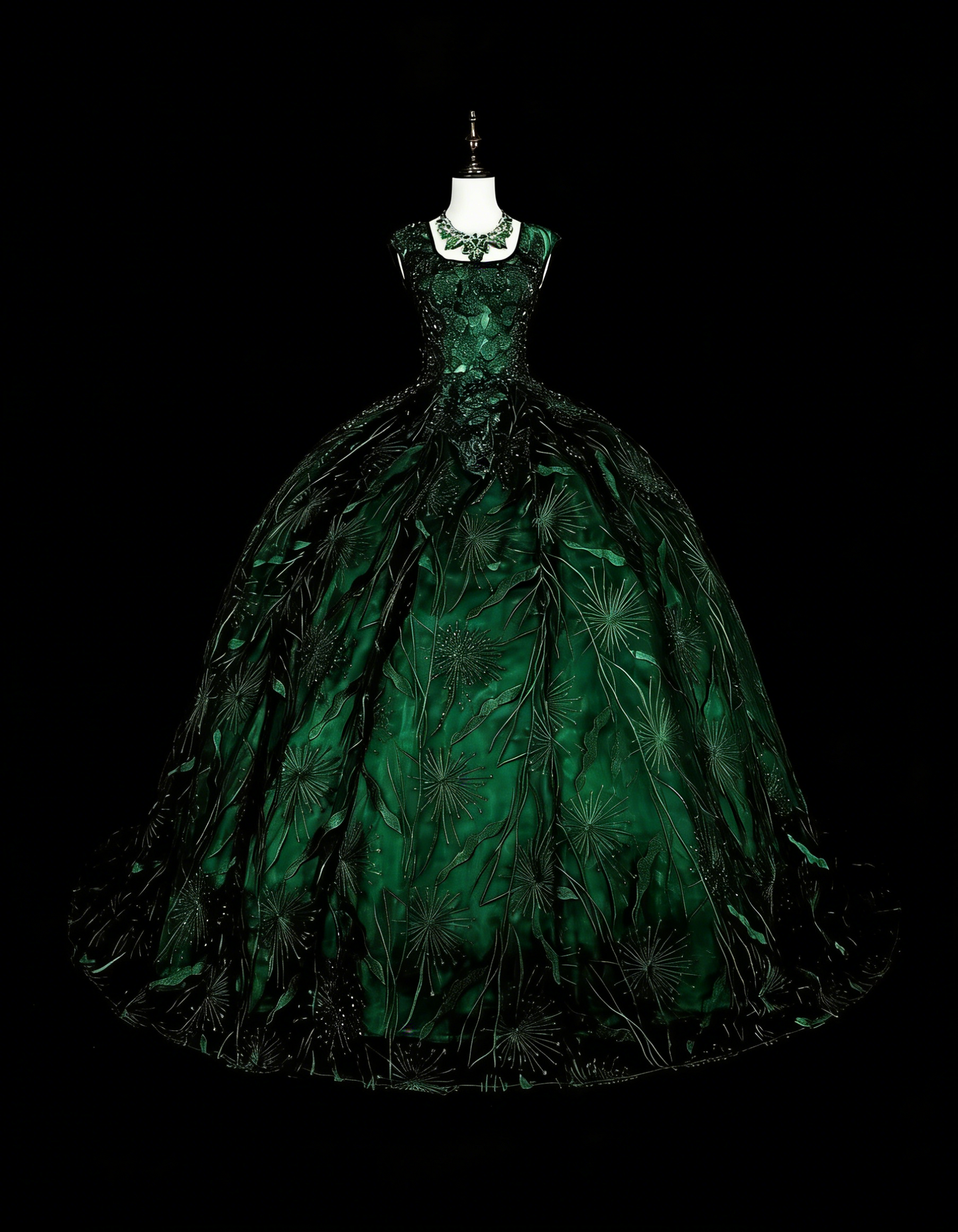 Robe de Bal Modeste Col Carré Vert Foncé Robes de Bal Longues pour Femmes Robe de Soirée Formelle N2368