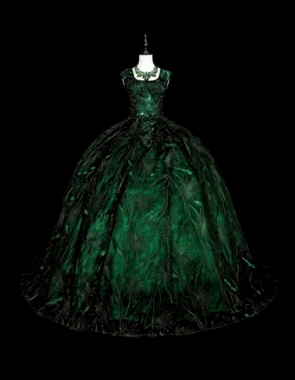 Robe de Bal Modeste Col Carré Vert Foncé Robes de Bal Longues pour Femmes Robe de Soirée Formelle N2368
