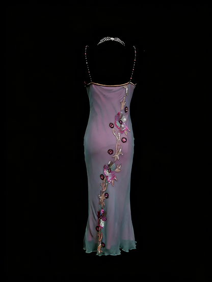 Robe femme été nouveau style vintage rétro sirène lilas robes de bal N2243