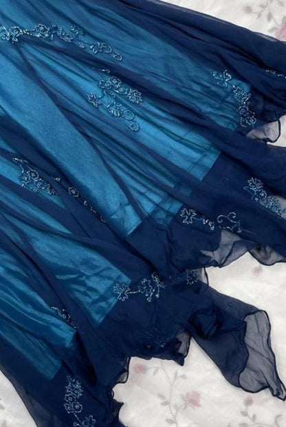 Vintage Meerjungfrauen-Abendkleid mit Neckholder, Chiffon, Perlenbesatz, dunkelgrün, langes formelles Kleid, Abschlusskleid N1617