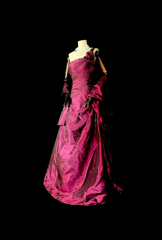 Vintage Mermaid One Shoulder 2000s Pink With Cape Senior Prom dresses High School Formal Dress N1294