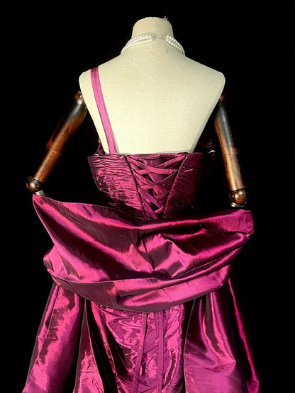 Vintage Mermaid One Shoulder 2000s Pink With Cape Senior Prom dresses High School Formal Dress N1294