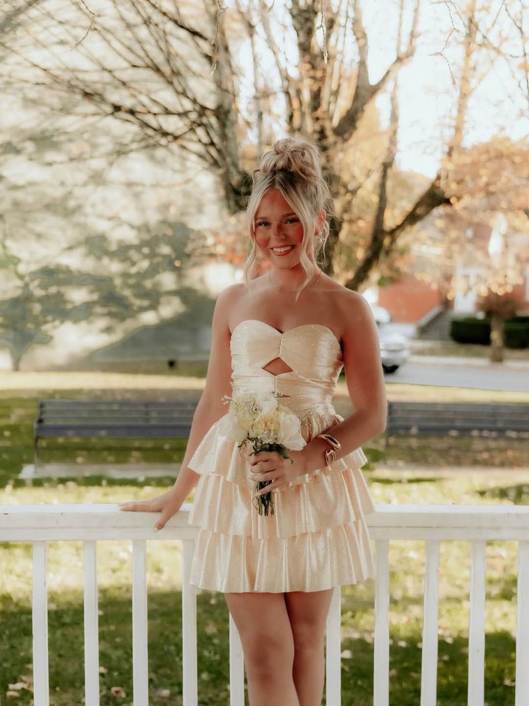Sexy Homecoming Outfit Ideas A Line Sweetheart Yellow Fit and Flare High School Ideas Inspo Senior Graduation Dresses RB7303