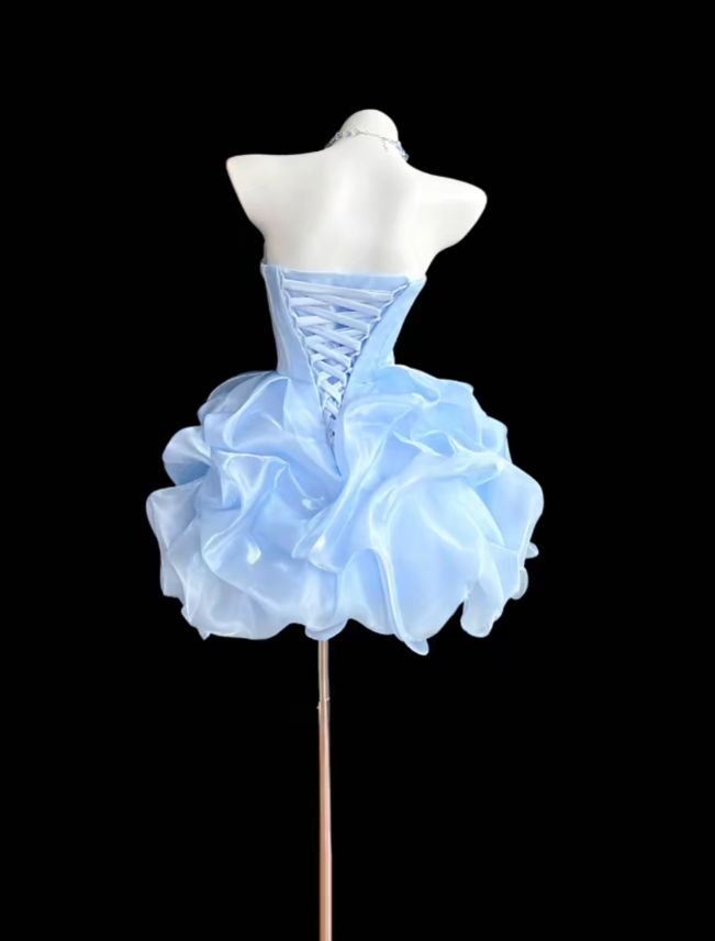 Pretty Ball Gown Strapless Blue Short Party Homecoming Dresses High School Ideas Inspo 17th Birthday Outfits RB7354