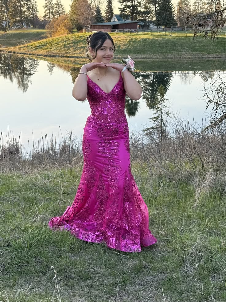 Sexy Mermaid Spaghetti Straps Pink Sequin Long Prom Dress Inspiration Party For Women Teens Girls Formal Gown RB8701