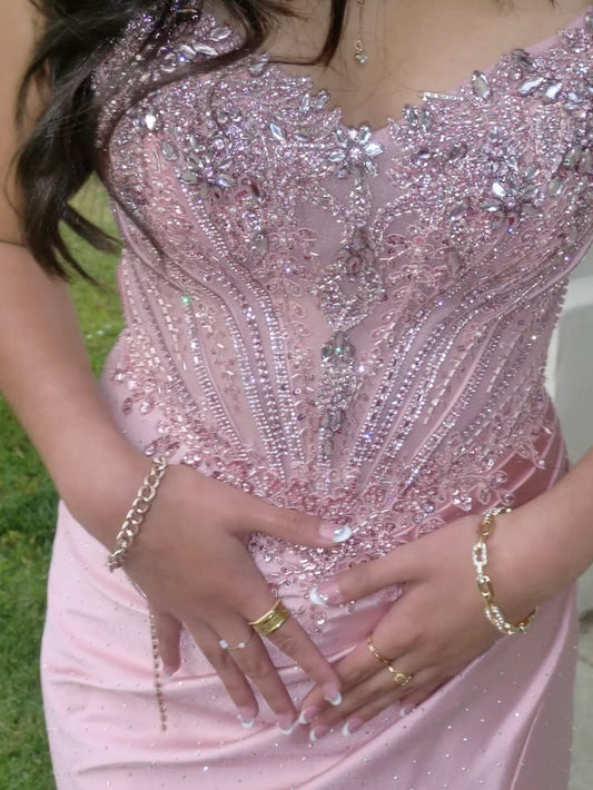 Sparkly Mermaid Spaghetti Straps Pink Sequin Long Prom Dress Inspiration Party For Teens Girls Formal Dresses RB8671