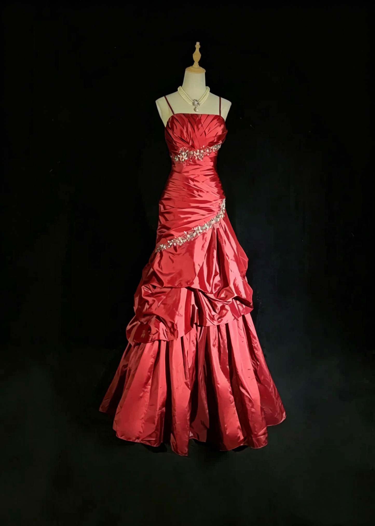 Robes de bal vintage Robe de soirée à fines bretelles bleu sarcelle sans manches en taffetas Robe de soirée longue des années 90 N2893