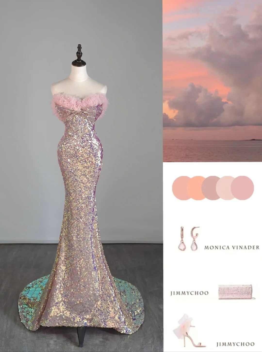 Robe de bal longue rose à sequins, décolleté en cœur, style sirène, taille basse, robe de soirée semi-formelle N686