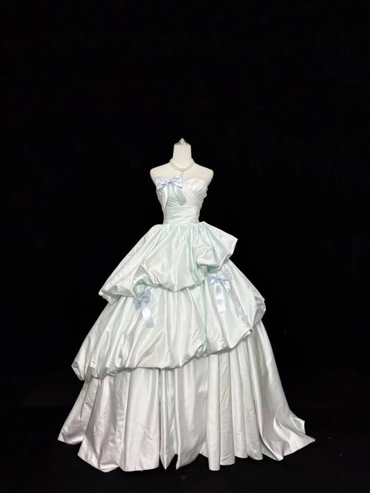Sweet 16 Dresses Long Ball Gown Sweet Sixteen Long Birthday Dress Strapless Light Sky Blue Formal Gown RC0282