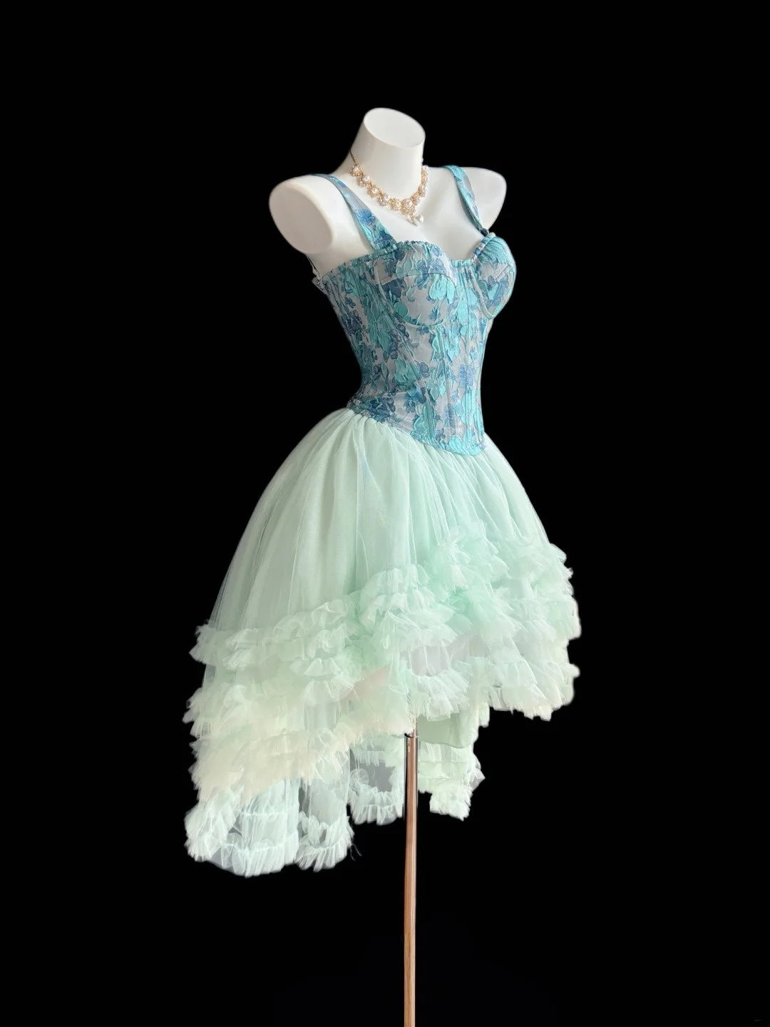 Pretty Ball Gown Straps High Low Mint Green University Ideas Homecoming Dresses Inspo Short Hoco Court Gowns RB7209
