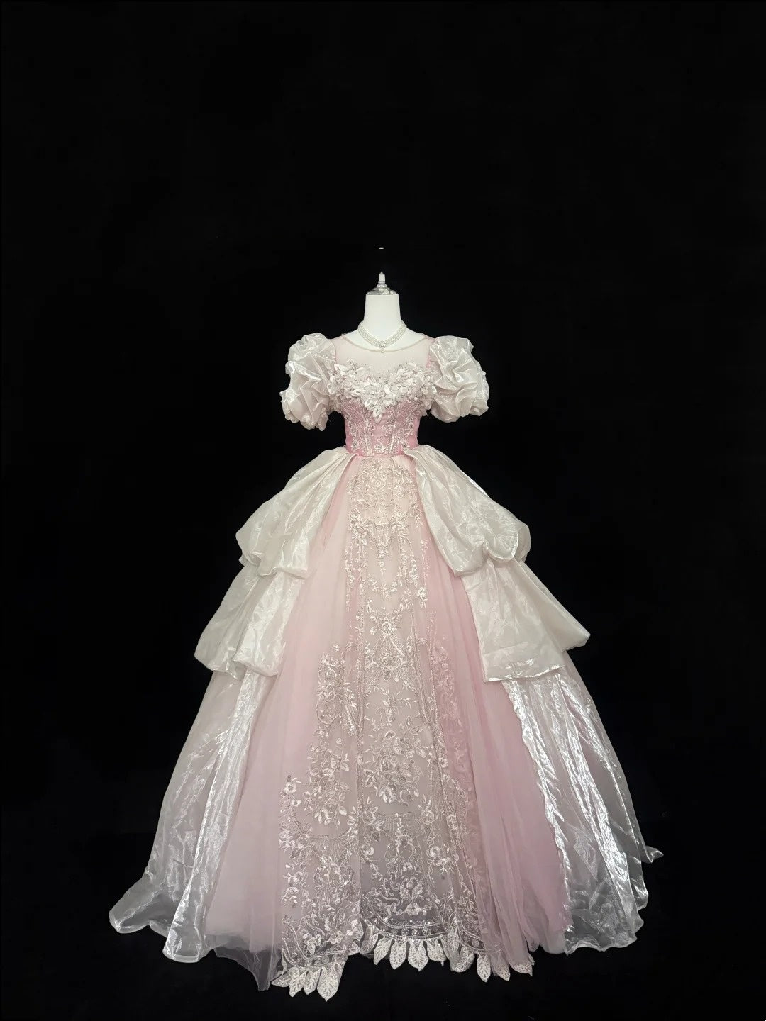 Sweet 16 Dresses Long Ball Gown Scoop Neck Pink With Sequin Lace Sweet Sixteen Birthday Gown RC0298