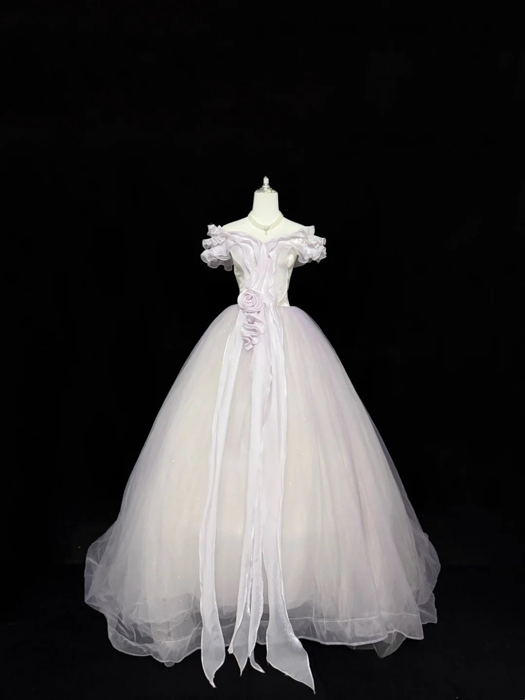 Sweet 15 Quinceanera Dress Ball Gown Off Shoulder Lilac With Sleeves Long 15th Birthday Gown RC0313