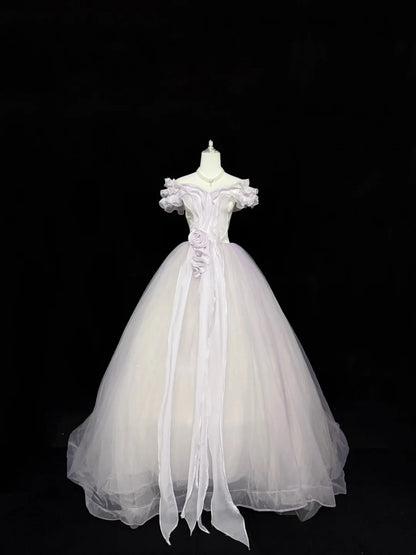 Sweet 15 Quinceanera Dress Ball Gown Off Shoulder Lilac With Sleeves Long 15th Birthday Gown RC0313