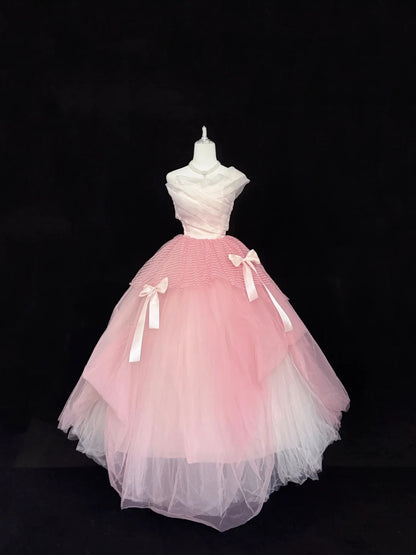 Pink Sweet 16 Dresses Long Ball Gown Sweetheart With Ruffled Sweet Sixteen Birthday Gown RC0291