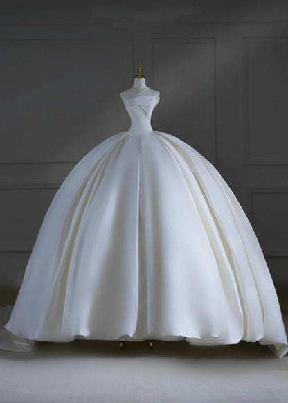 Robe de mariée intemporelle, robe de bal bustier en satin plissé, robe de mariée longue cintrée avec traîne, AB2528