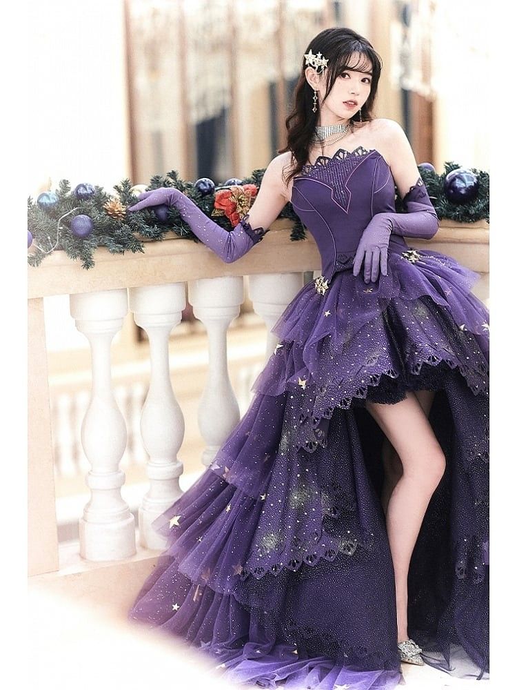 Luxuriöses, trägerloses Ballkleid in Traubenfarbe mit Spitze, Modell 2026, Abschlussballkleid, 16. Geburtstagskleid für Damen, formelles Abendkleid AB1207