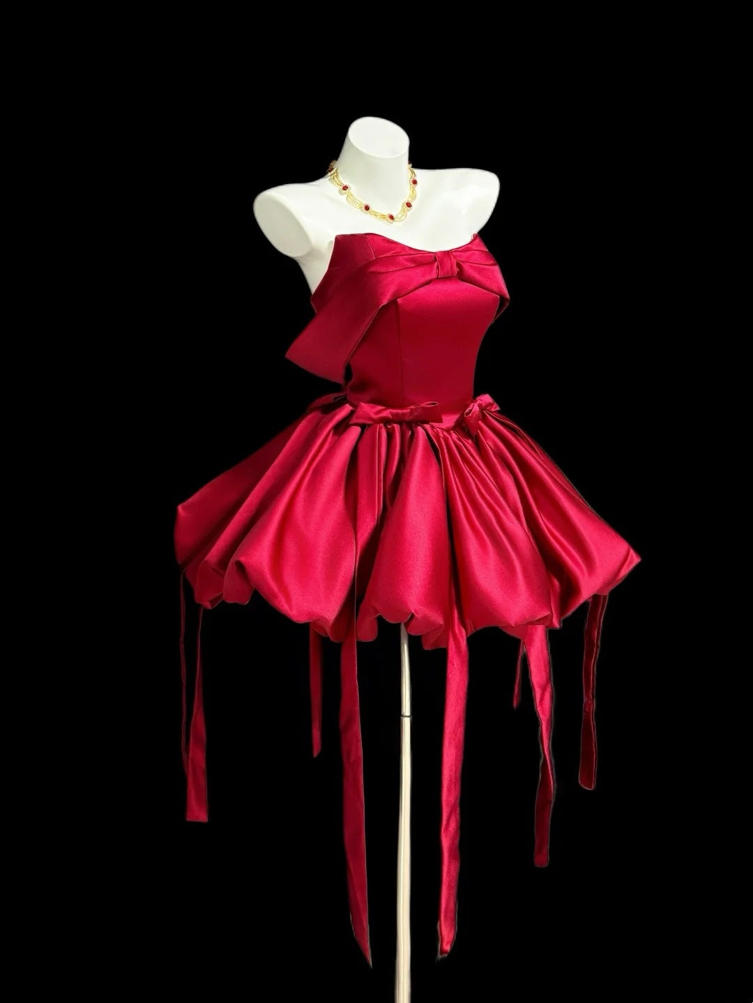 Cute Ball Gown Strapless Red Satin Short Mini High School Ideas Homecoming Dress Inspo Birthday Dresses Senior Graduation Outfits RB7213