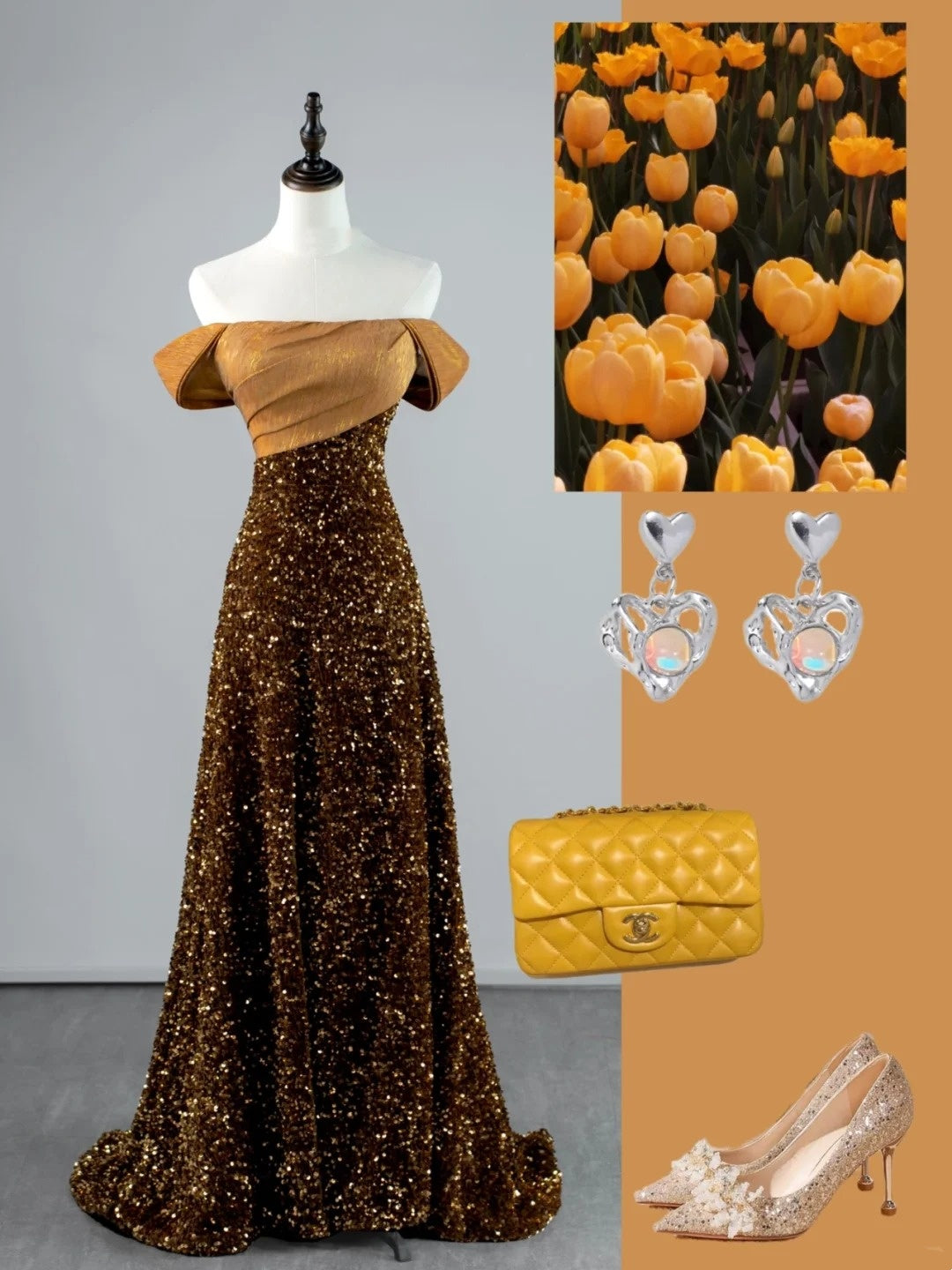 Robe de bal longue à sequins, coupe trapèze, épaules dénudées, style sage, idéale pour les jeunes filles (N1167)