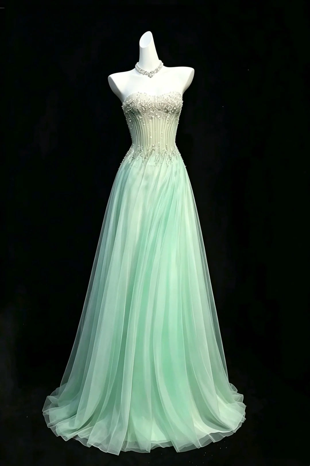 Bescheidene Abschlussballkleider A-Linie Sweetheart Mintgrün mit Glitzer Perlen Abendkleid RB3294