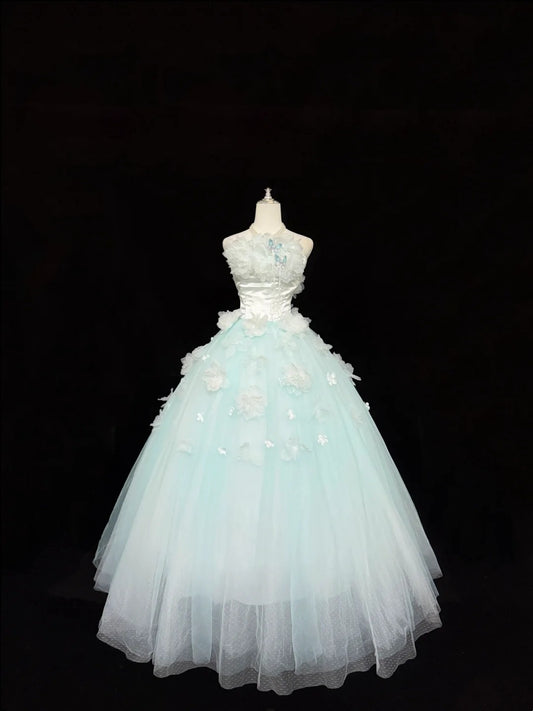 Sweet 16 Dresses Long Ball Gown Sweet Sixteen Long Birthday Dress Strapless Blue Formal Gown RC0317