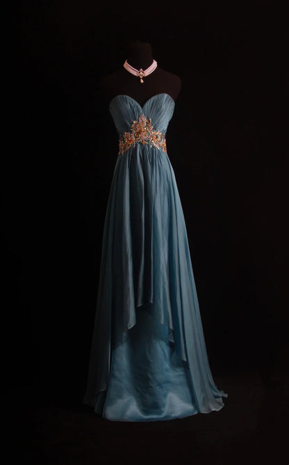 Robe de bal longue rétro en mousseline, coupe trapèze, décolleté cœur, style années 2000 - Inspiration pour une tenue de 19e anniversaire - Robe de soirée N503
