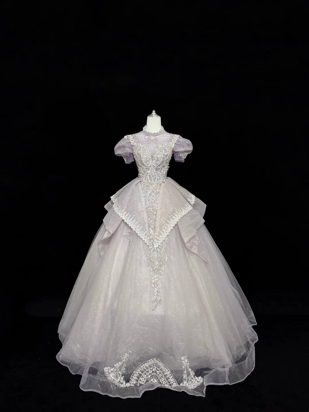 Sweet 16 Dresses Long Ball Gown High Neck Lilac With Sequin Lace Sweet Sixteen Birthday Gown RC0294