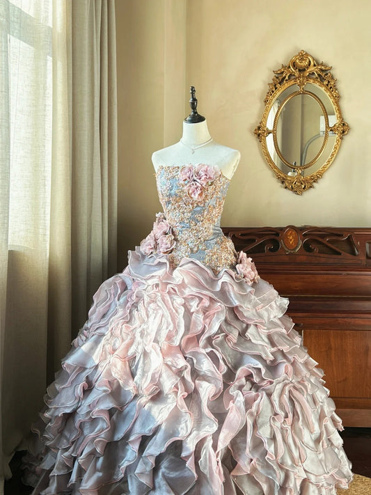Cute  Ball Gown Strapless With Layers Tiered Sweet 16 Dresses Long 15 Vestidos De Fiesta N2267