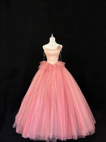 Sweet 16 Kleid langes Ballkleid Sweet Sixteen langes Geburtstagskleid Spaghettiträger Tüll Festliches Kleid RC0268