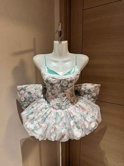 Jolie robe de bal bretelles spaghetti vert floral courte nuit à Rio Inspo Robes de soirée Hoco Robes de bal RB4038