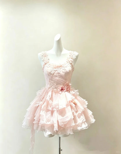 Elegant Ball Gown Square Neck Pink Mini Short Cocktail Dress Homecoming Dresses Ideas Hoco Outfits RB4834