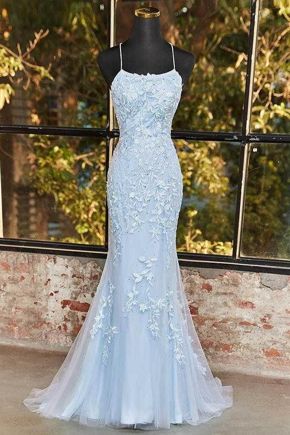 Elegantes, bodenlanges, rückenfreies Etuikleid aus Tüll mit Säulenform – ideal für Abschlussball und Party – online erhältlich AB1689