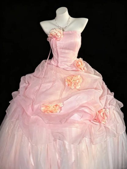 Robe de bal de princesse bustier rose robe de quince ans longue en tulle doux 15 16 robes de quinceañera Vestido de princesa RB4466
